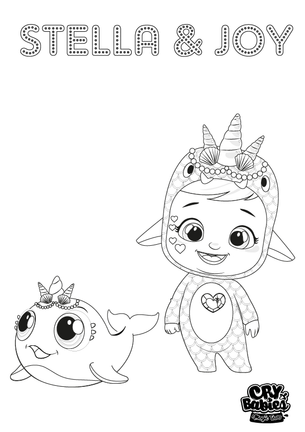 cry babies coloring page in black and white